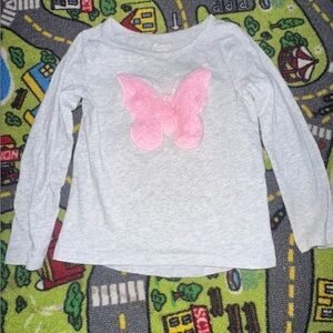 The Children's Place Gray Long Sleeve Tee with Pink Butterfly